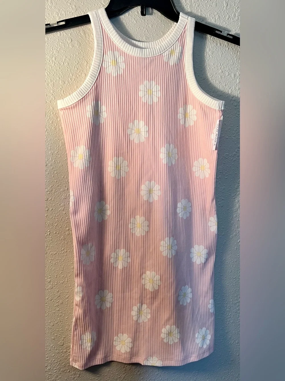 Old Navy Pink Daisy Ribbed Tank Dress NWT